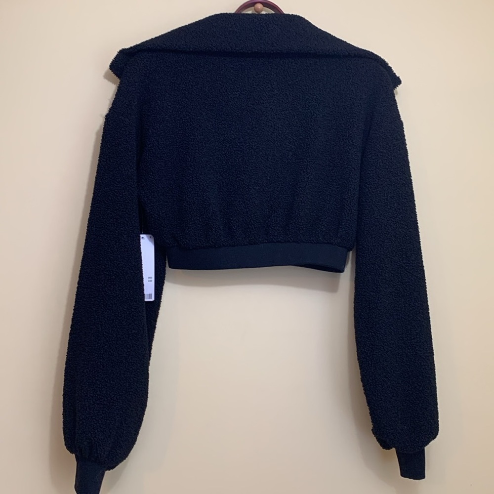 Urban Outfitters Black BDG NWT New Leaf Quarter-Zip Cropped Sweater Jacket Top S - Picture 16 of 17